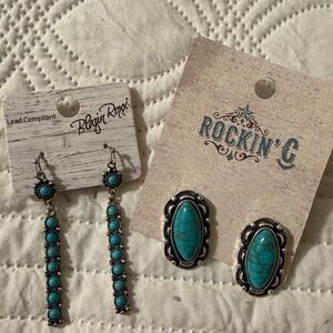 Blazin Roxx Turquoise and Silver Earrings Set